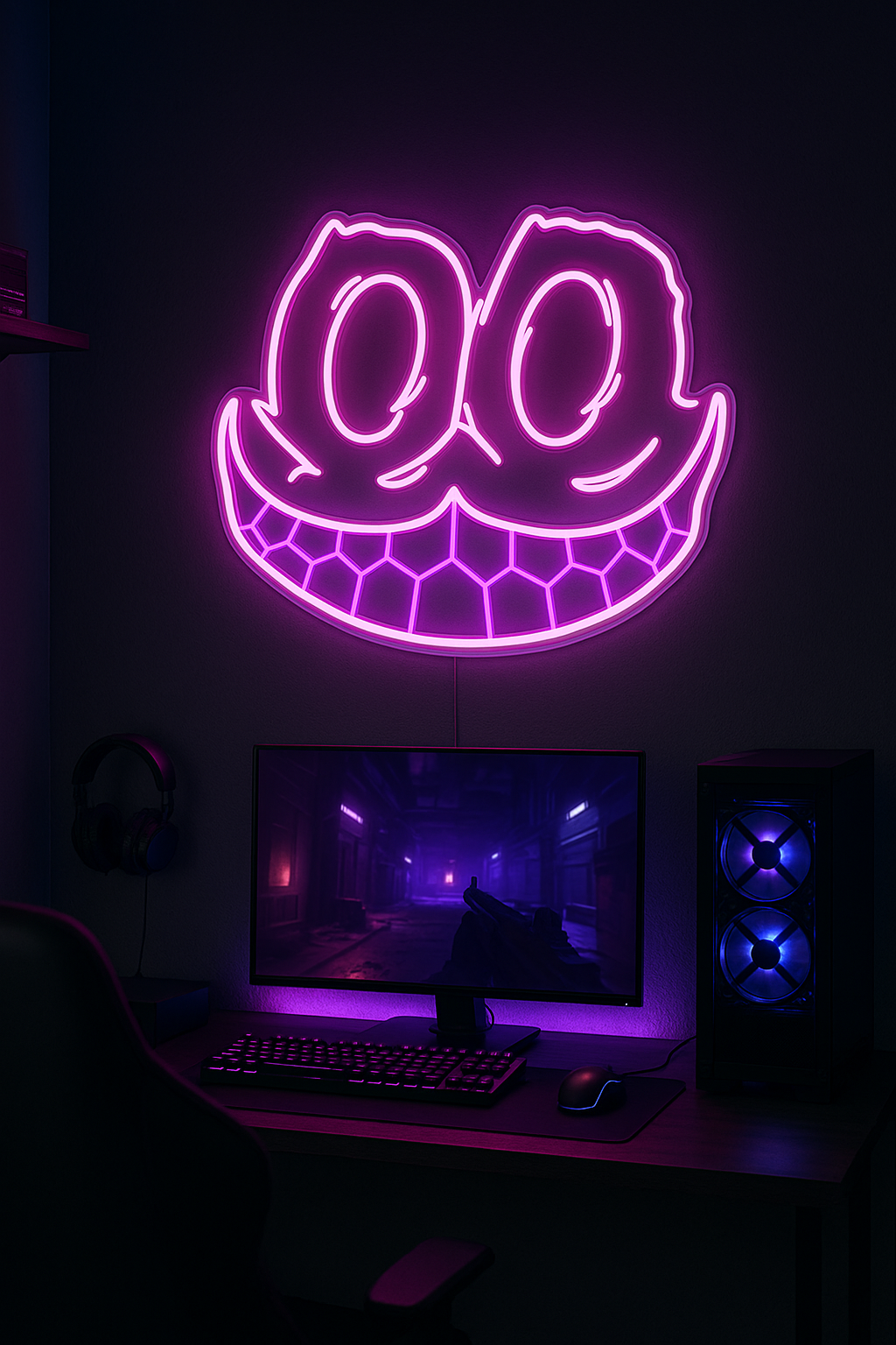 Crooked smile neon sign